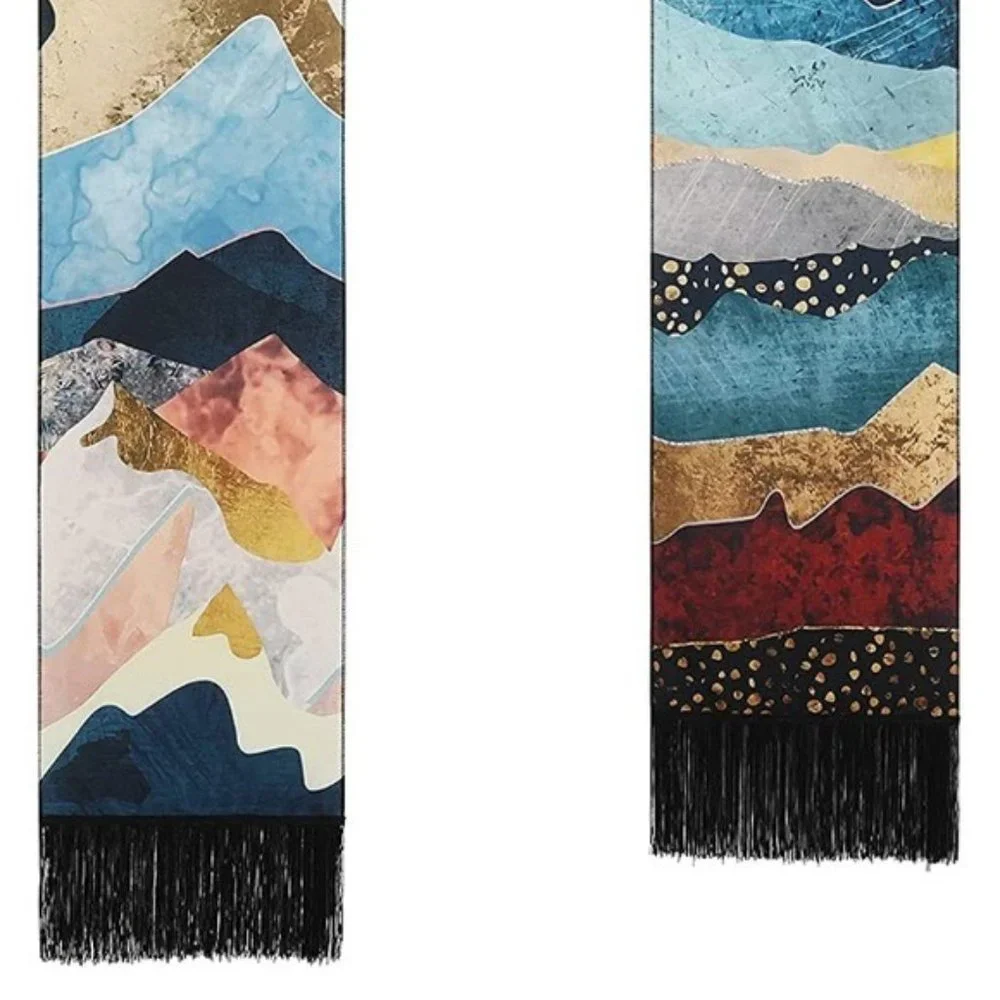 Retro Mountain Sunset/Sunrise Vintage Modern Outdoor Landscape Art Tapestry Set